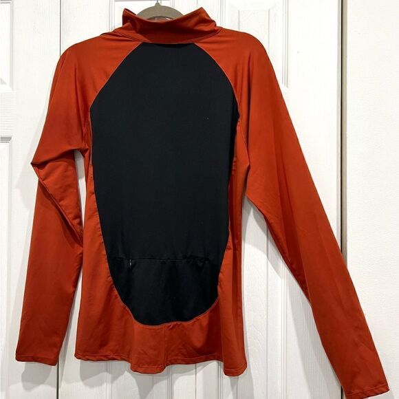 Icyzone Women's orange athletic running track jacket 1/2 zip black mesh back - Picture 7 of 14